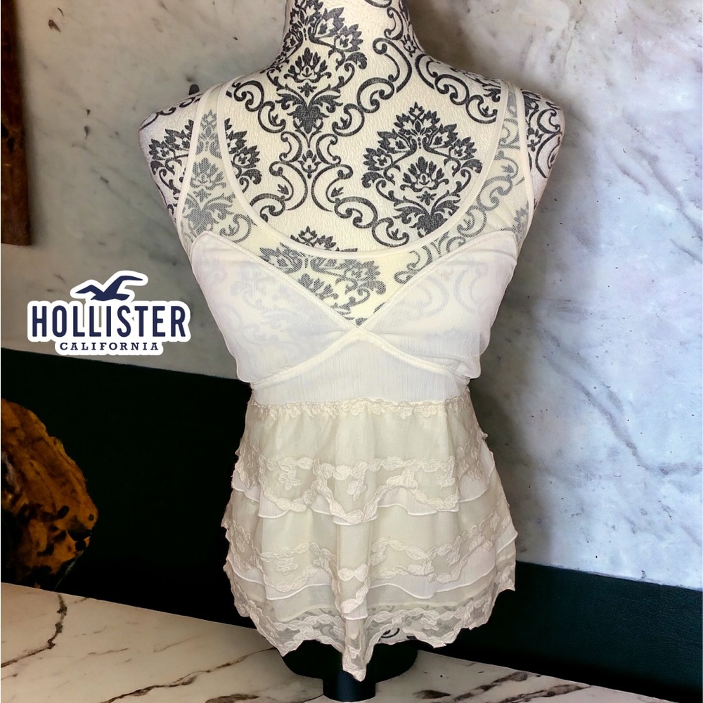 HOLLISTER Lace & Sheer Boho Style Tank- Medium